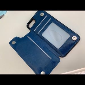 Blue Leather iPhone 7 Wallet Phone Case